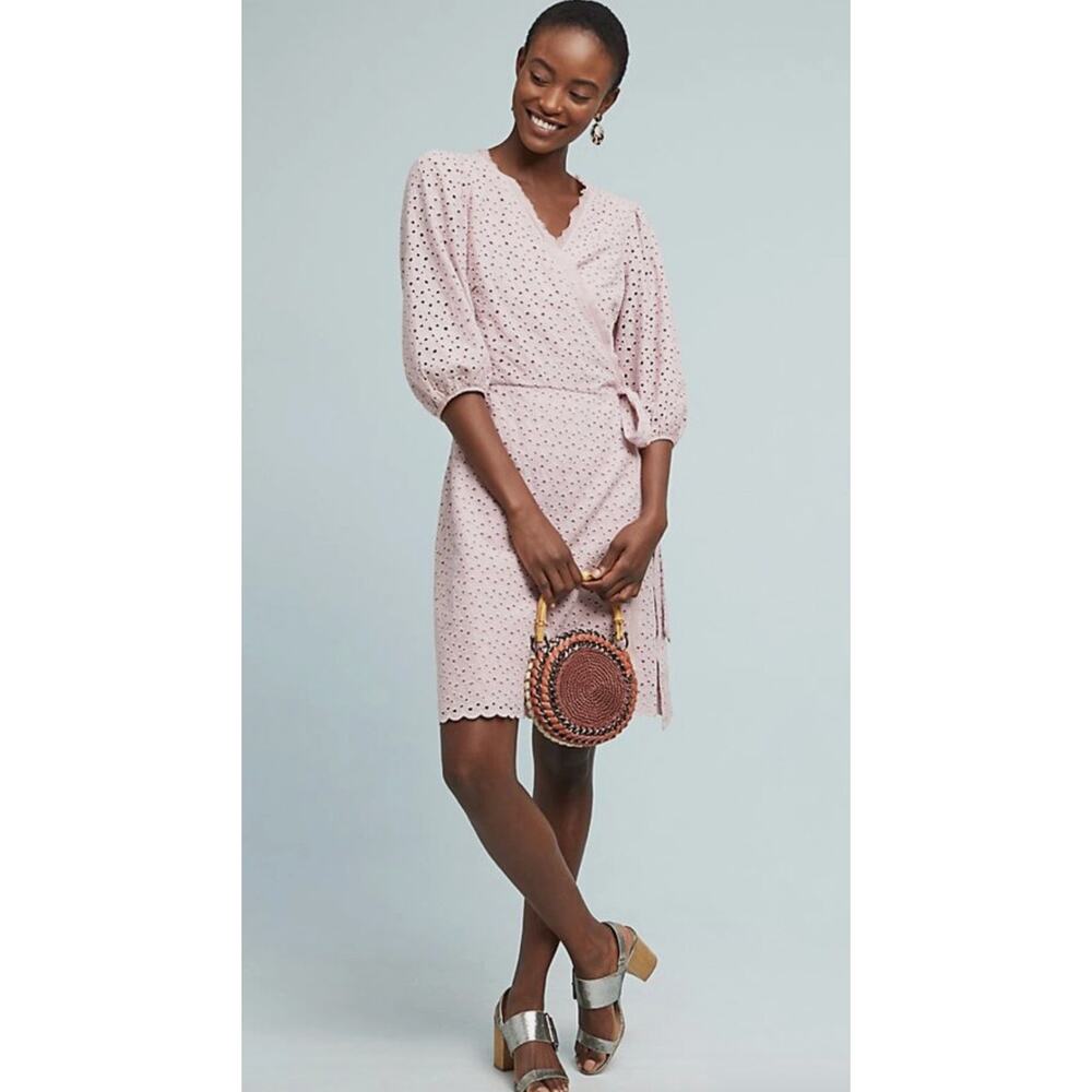 Anthropologie Merina Eyelet wrap dress by Velvet by Graham & Spencer size small